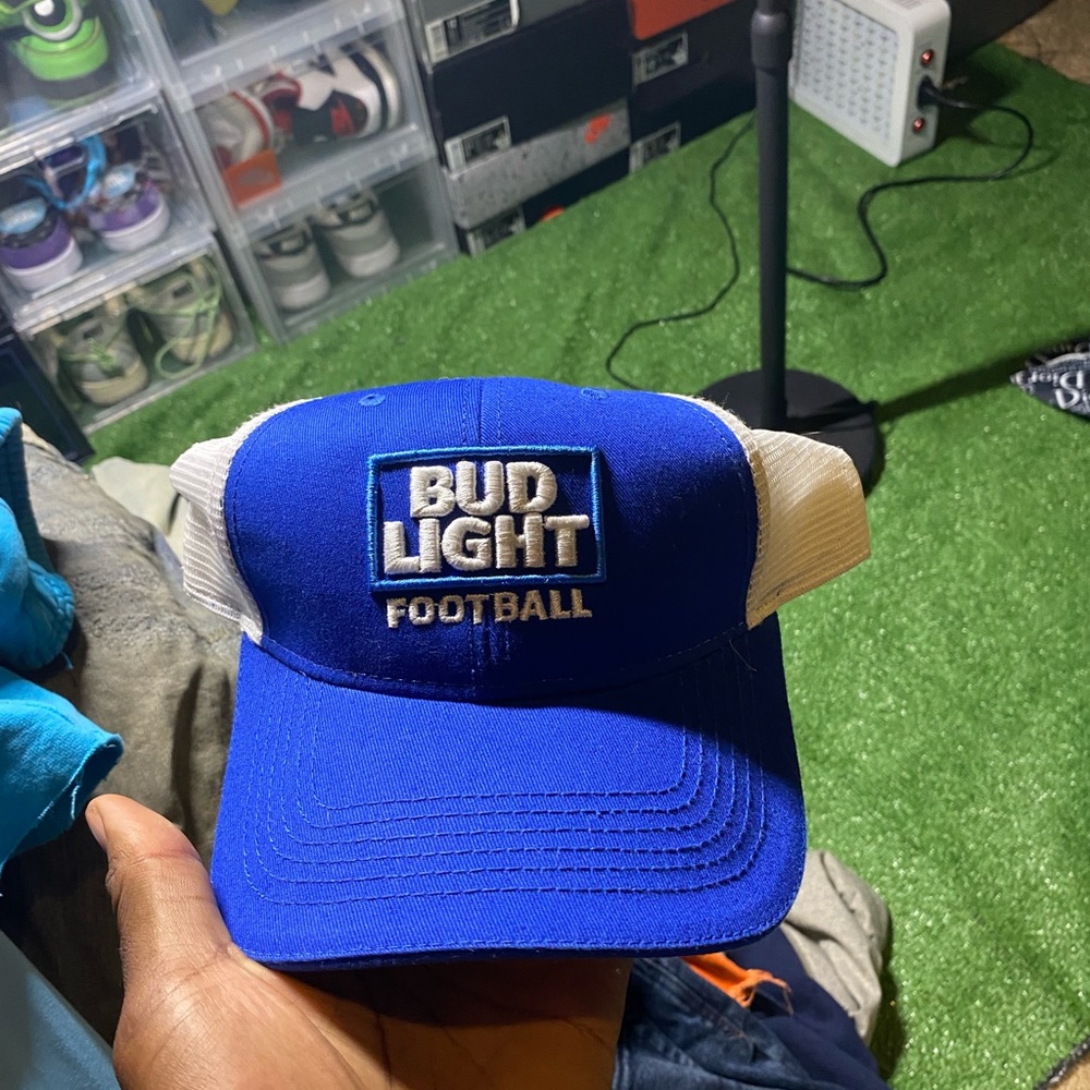 Source Unknown Blue and White Football Hat